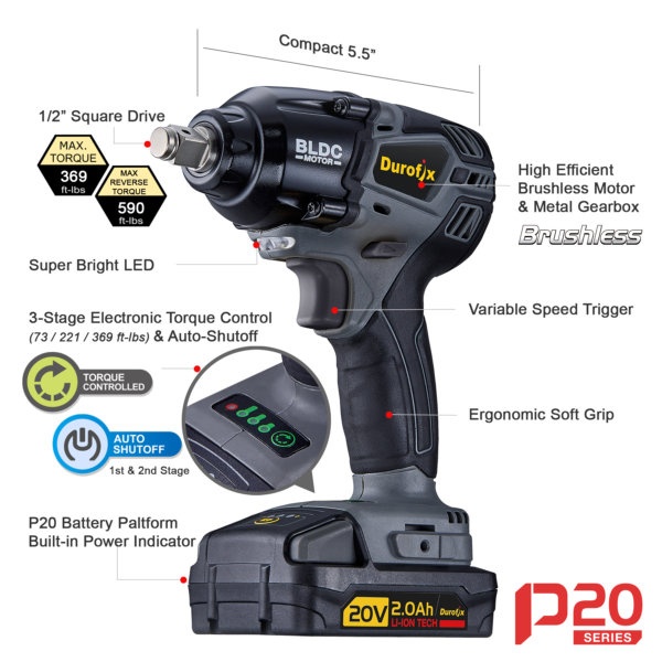 Durofix RI20174-PM 20V Brushless Impact (2)